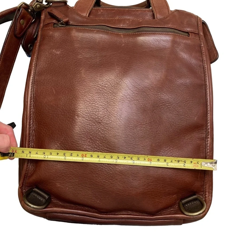Allen Edmonds brown leather convertible backpack laptop bag carryon travel